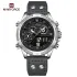 NAVIFORCE 9224 Original Brand Men's Watches LCD Digital Display Waterproof Wristwatch for Man Luminous Male Sport Quartz Clock - Silver Grey Black
